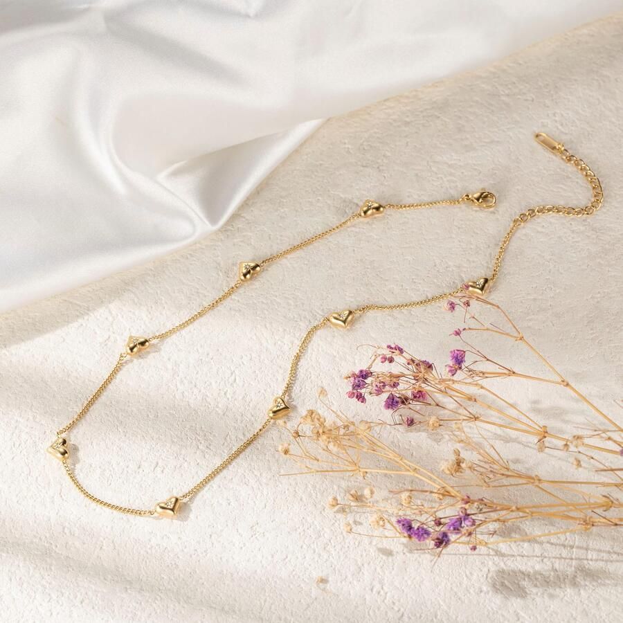 Firetti Hartketting Sieraden cadeau roestvrijstalen halssieraden halsketting ankerkette hart - Foto 2