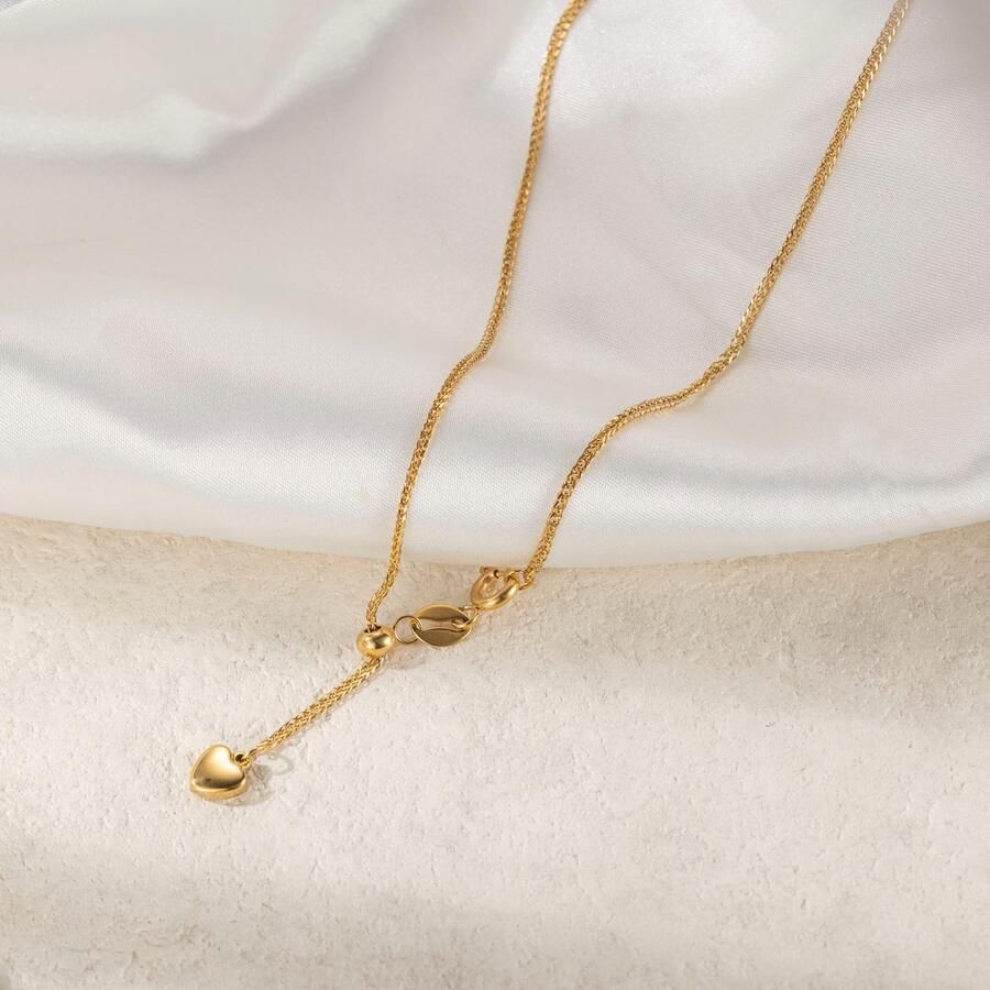 Firetti Ketting in Y-model Sieraden cadeau roestvrijstalen halssieraden halsketting ankerkette hart - Foto 2