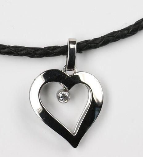 Firetti Ketting met hanger Sieraad cadeau hart gevlochten leren band - Foto 2