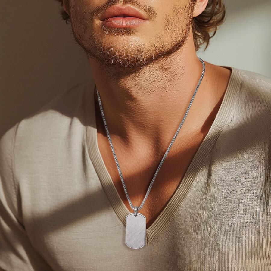 Firetti Ketting met hanger Sieraad cadeau roestvrij staal halssieraad halsketting dog tag ijs - Foto 2