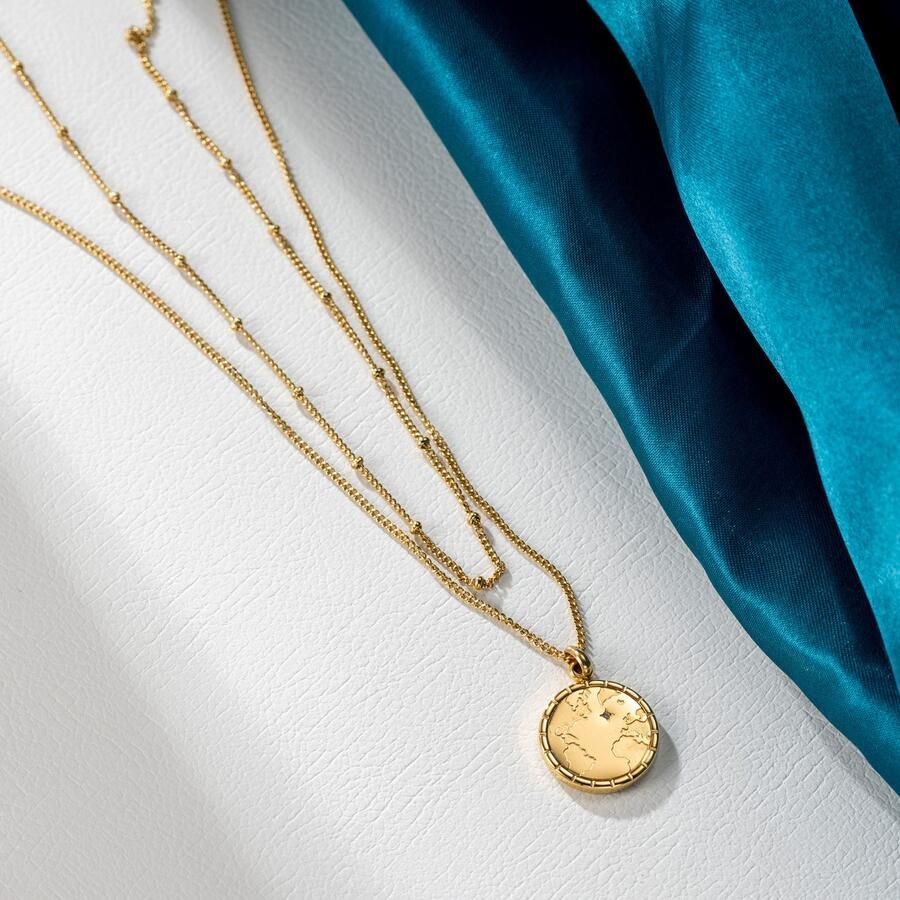 Firetti Ketting met hanger Sieraad cadeau roestvrij staal halssieraad halsketting planet earth wereld