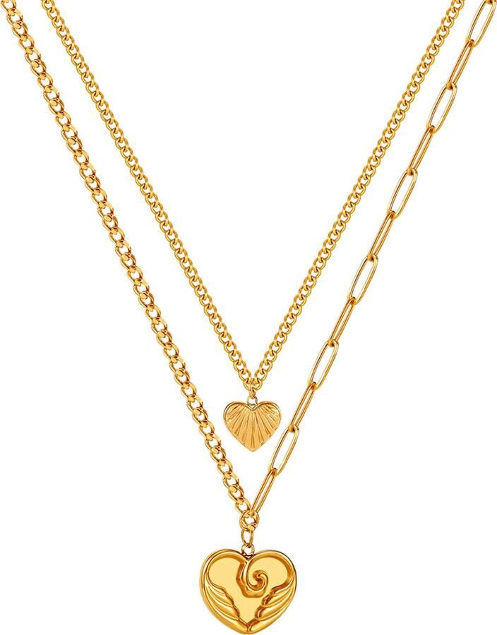 Firetti Ketting met hanger Sieraden cadeau roestvrijstalen halsketting laag dubbelrijig hart - Foto 3