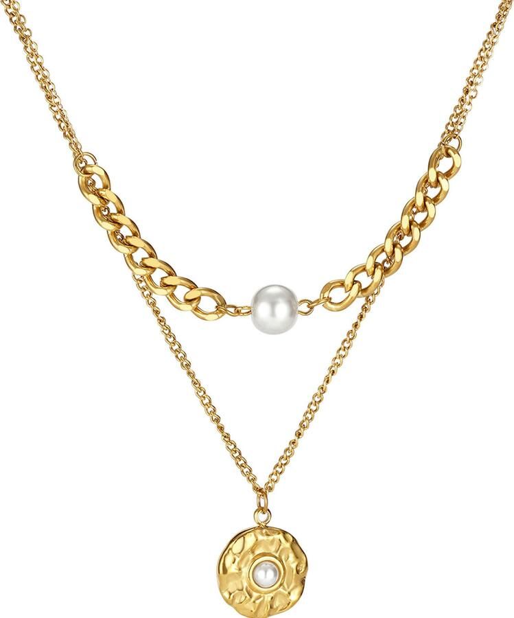 Firetti Ketting met hanger Sieraden cadeau roestvrijstalen halssieraden halsketting laag dubbelrijig - Foto 3