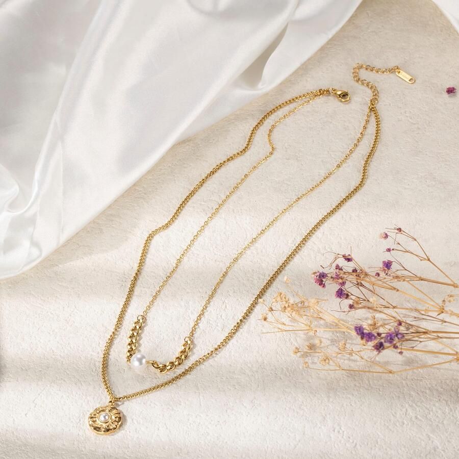 Firetti Ketting met hanger Sieraden cadeau roestvrijstalen halssieraden halsketting laag dubbelrijig - Foto 2