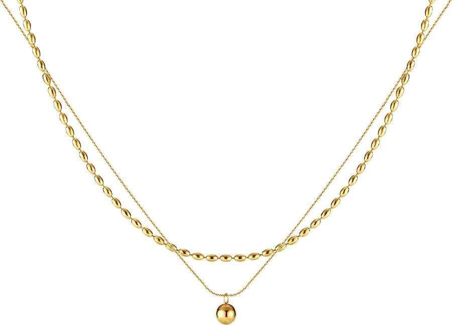 Firetti Ketting met hanger Sieraden cadeau roestvrijstalen halssieraden halsketting laag dubbelrijig - Foto 3