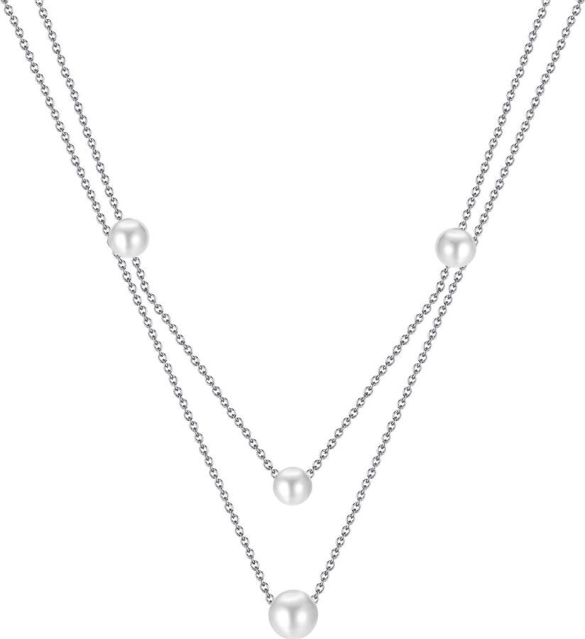 Firetti Ketting met hanger Sieraden cadeau roestvrijstalen halssieraden halsketting laag dubbelrijig - Foto 3