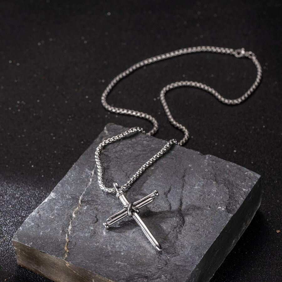 Firetti Ketting met hanger Sieraden cadeau roestvrijstalen halssieraden halsketting venezianerkette kruis - Foto 2