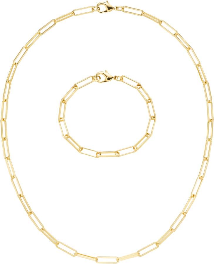 Firetti Kettingen- en armbandset Multipack sieraden cadeau armband halsketting lange ankerketting schakels (set 2-delig)