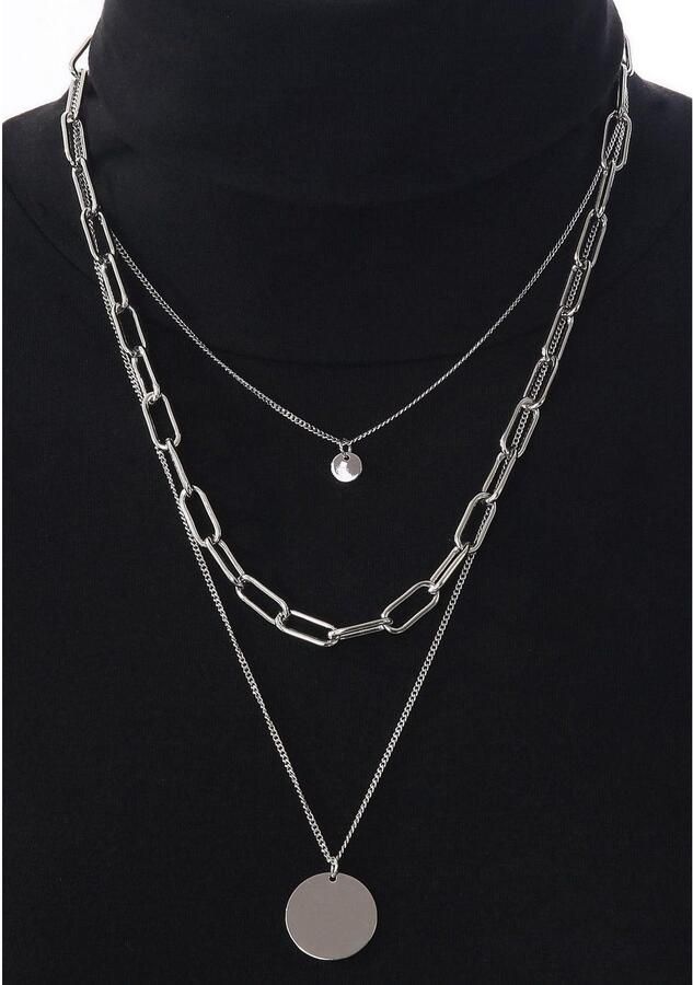 Firetti Kettingenset 2-rijige layerkwaliteiten schakelketting met ronde hangers (set 2-delig) - Foto 2