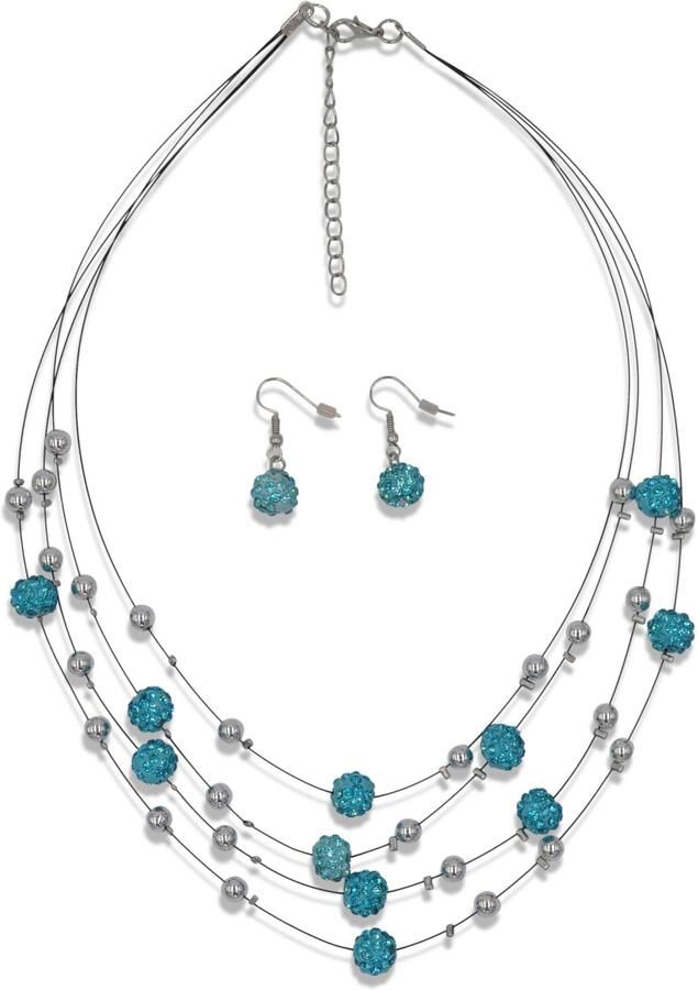 Firetti Oorring- en kettingenset Blue Crystal met glassteen (set 3-delig) - Foto 3