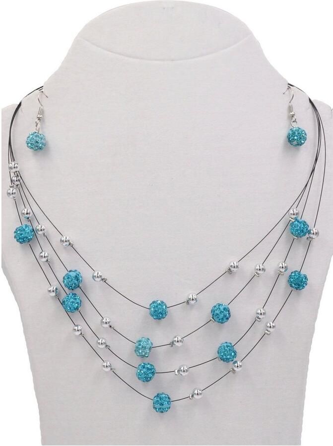 Firetti Oorring- en kettingenset Blue Crystal met glassteen (set 3-delig) - Foto 2