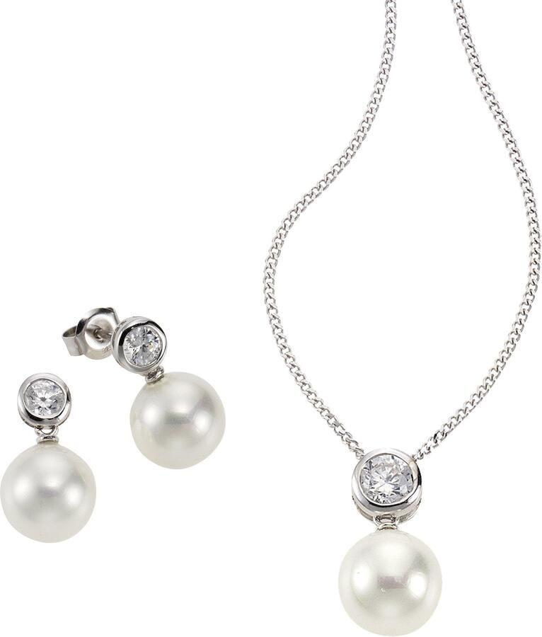 Firetti Oorring- en kettingenset Multipack sieraad cadeau zilver 925 halsketting oorbellen parelsieraden (set 4-delig)