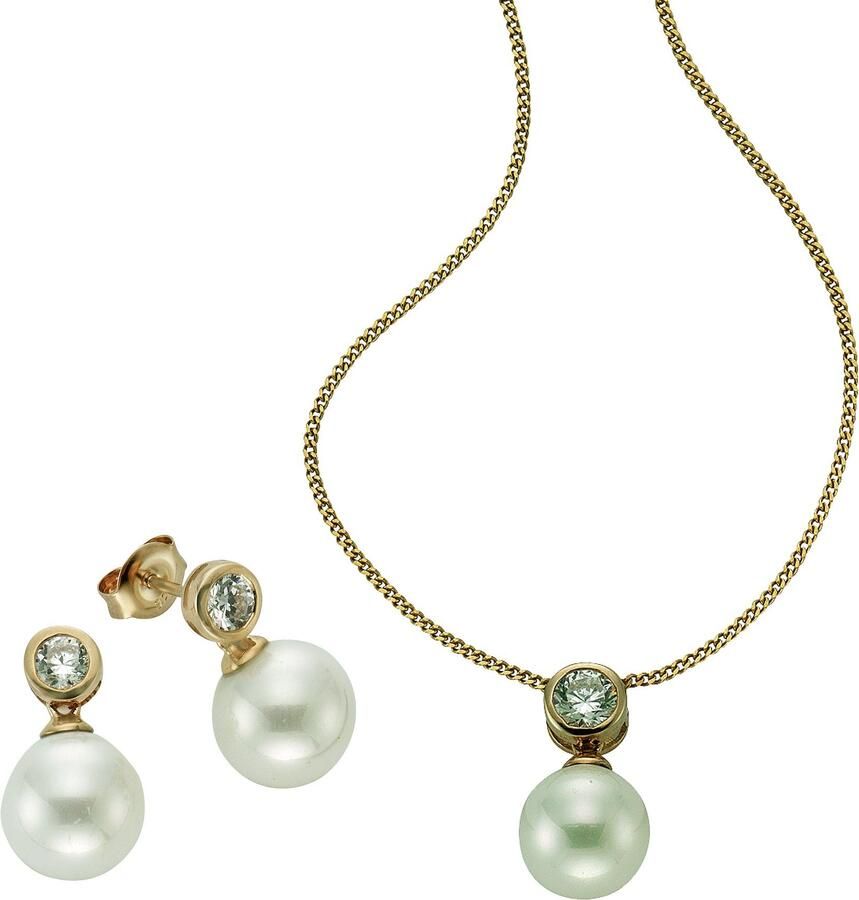 Firetti Oorring- en kettingenset Multipack sieraad cadeau zilver 925 halsketting oorbellen parelsieraden (set 4-delig) - Foto 2