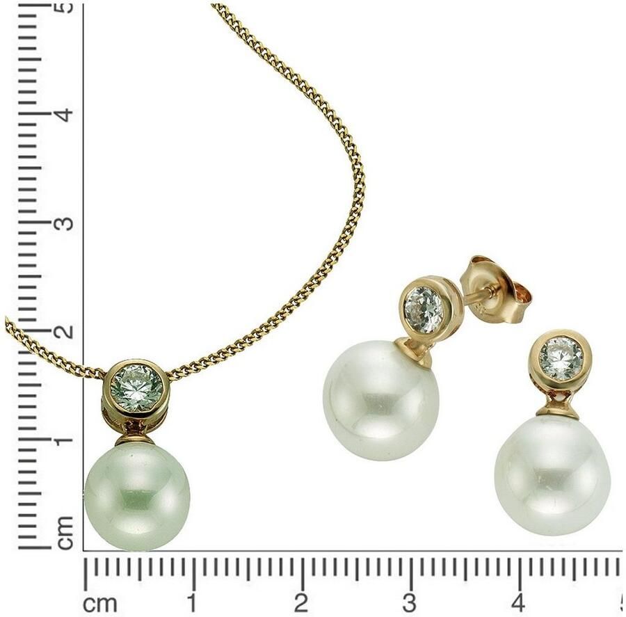 Firetti Oorring- en kettingenset Multipack sieraad cadeau zilver 925 halsketting oorbellen parelsieraden (set 4-delig)