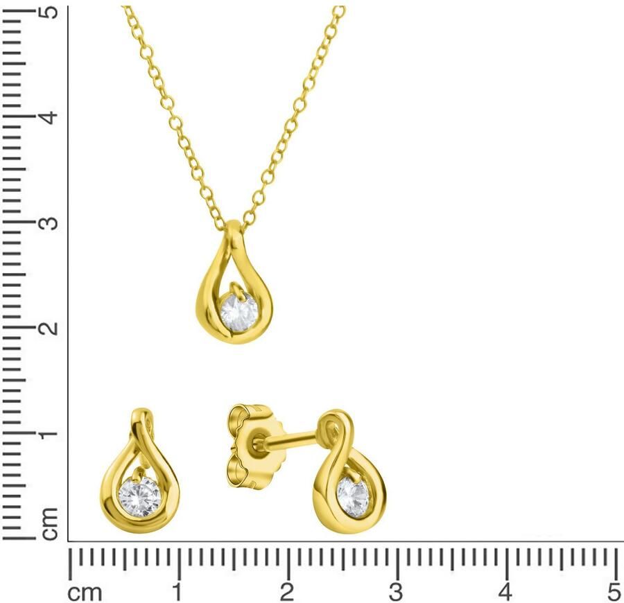 Firetti Oorring- en kettingenset Multipack sieraden cadeau zilver 925 halsketting oorstekers druppel (set 4-delig)