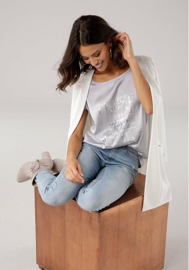 Laura Scott Shirtblouse van satijn met stijlvolle print - Foto 2