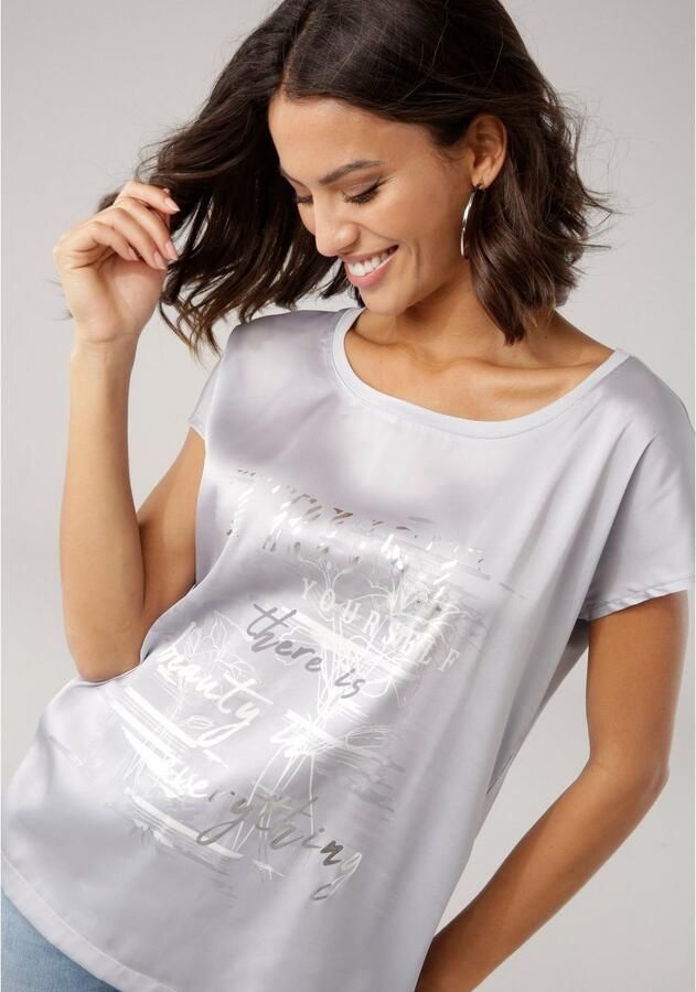 Laura Scott Shirtblouse van satijn met stijlvolle print