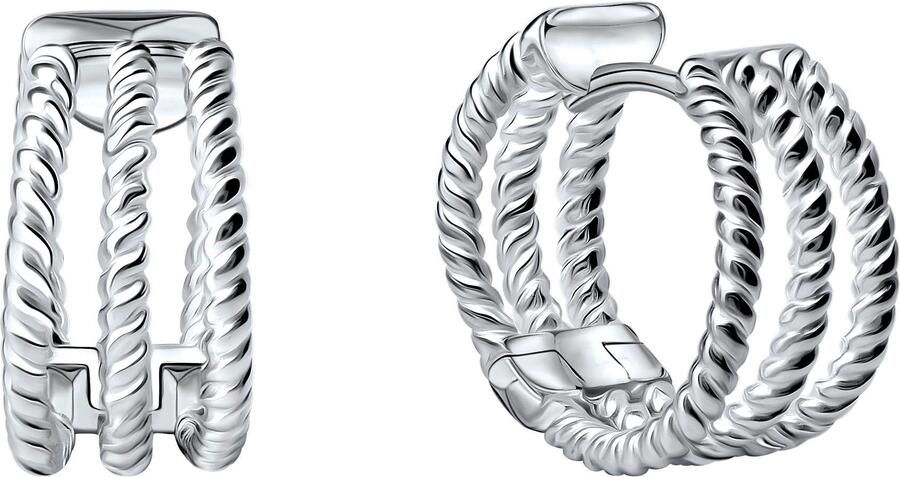 Firetti Oorringen Sieraad cadeau zilver 925 meerlagig gedraaide look met jurk overhemd jeans sportschoenen! gelegenheid verjaardag kerstmis - Foto 2