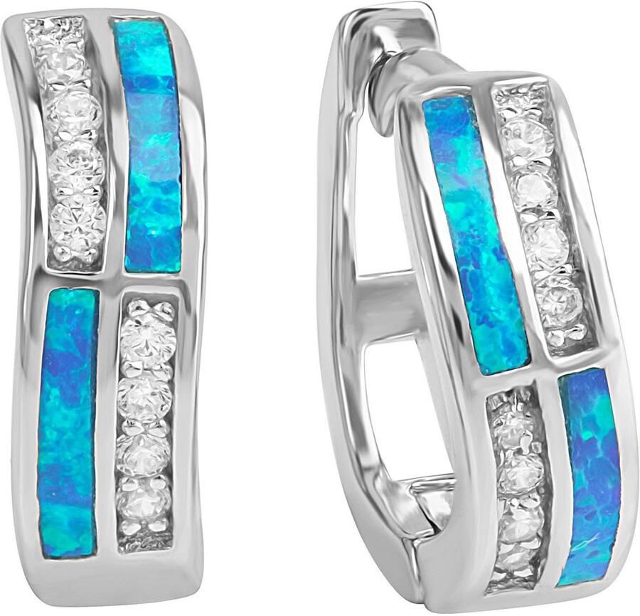 Firetti Oorringen Sieraad cadeau zilver 925 oorbellen blauw glinsterend - Foto 2