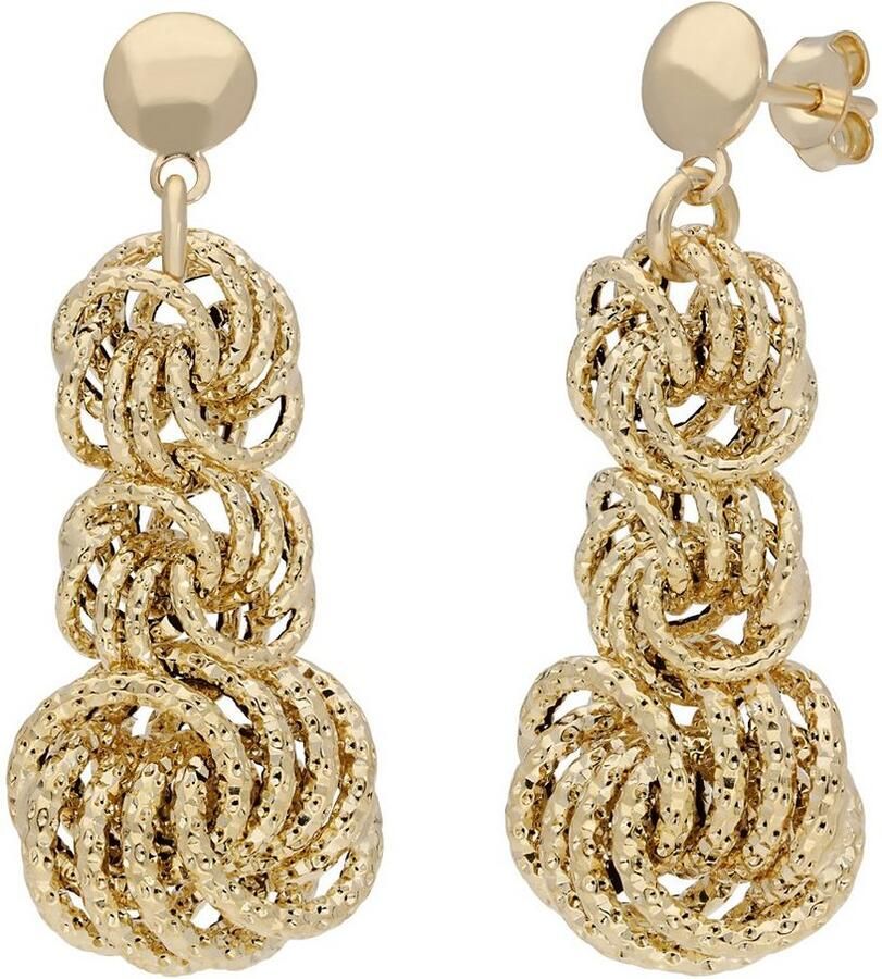 Firetti Oorstekers Sieraad cadeau Goud 585 oorbellen koningsketting