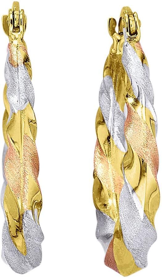 Firetti Paar creolen Sieraad cadeau goud 585 oorbellen tricolor - Foto 3