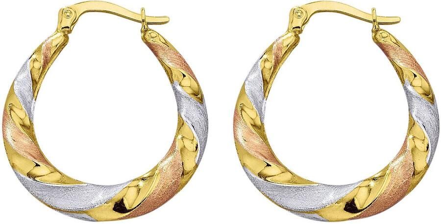 Firetti Paar creolen Sieraad cadeau goud 585 oorbellen tricolor - Foto 2