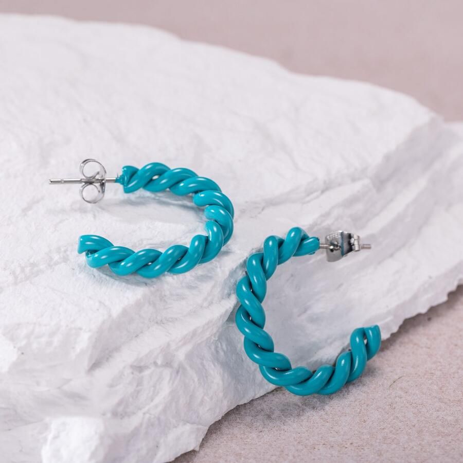 Firetti Paar creolen Sieraad cadeau roestvrij staal oorbellen twist kleur