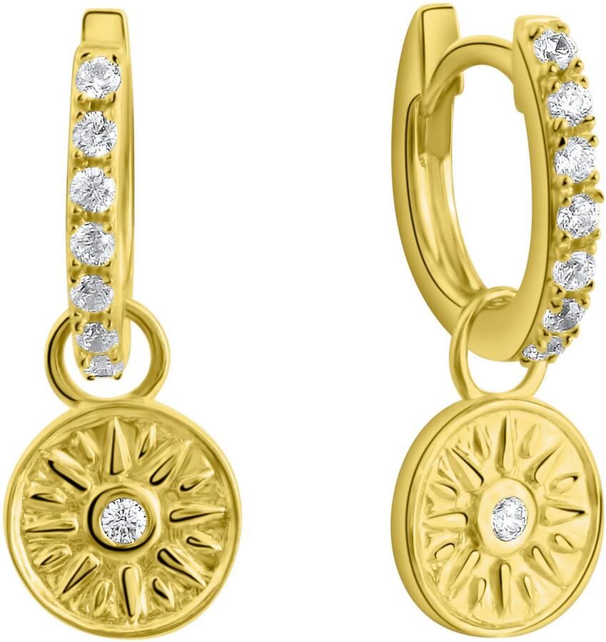 Firetti Paar creolen Sieraad cadeau zilver 925 oorbellen zon met zirkonia (synth.) hanger afneembaar - Foto 2