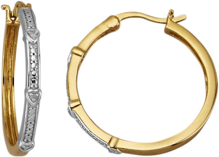 Firetti Paar creolen Sieraad Geschenk zilver 925 Oorsieraden Oorbellen Hartjes Bicolor - Foto 2