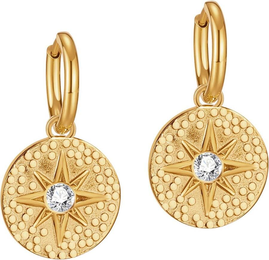 Firetti Paar creolen Sieraden cadeau roestvrijstalen oorjuwelen oorbellen munt - Foto 3