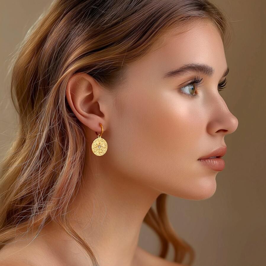 Firetti Paar creolen Sieraden cadeau roestvrijstalen oorjuwelen oorbellen munt - Foto 2