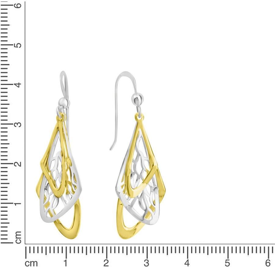 Firetti Paar oorhangers Sieraad Geschenk zilver 925 Oorsieraden Oorbellen Vleugel Bicolor