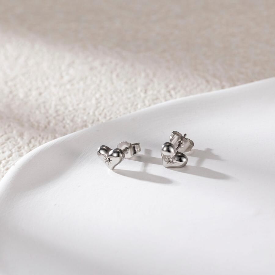 Firetti Paar oorstekers Sieraden cadeau roestvrijstalen oorjuwelen oorbellen hart - Foto 2