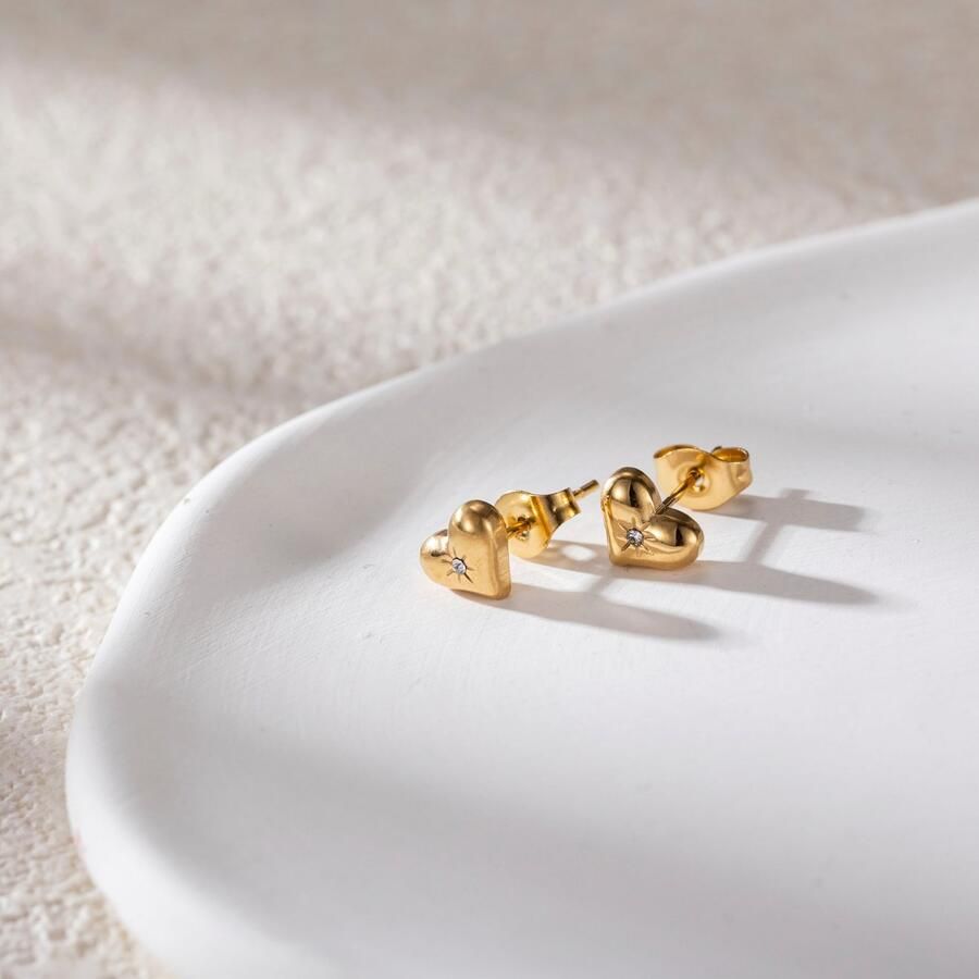 Firetti Paar oorstekers Sieraden cadeau roestvrijstalen oorjuwelen oorbellen hart - Foto 2