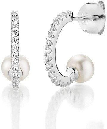 Firetti Pareloorringen Sieraad cadeau oorbellen creolen parel Made in Germany met een zirkoon (synth.) met zoetwater-cultivéparel