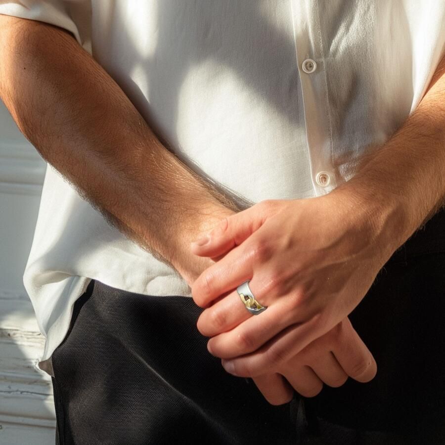 Firetti Ring Sieraad cadeau roestvrij staal ring schakelketting vintage - Foto 2