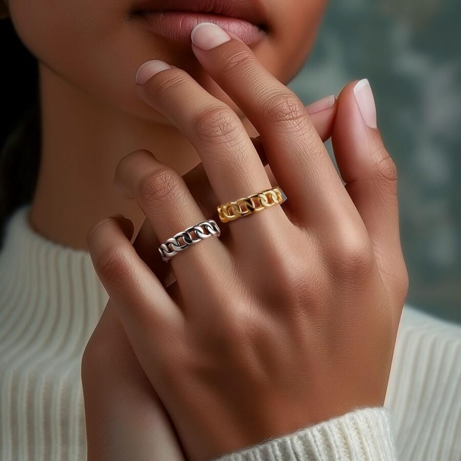 Firetti Ring Sieraad cadeau roestvrij staal ring sring herenring schakelketting kleur - Foto 2