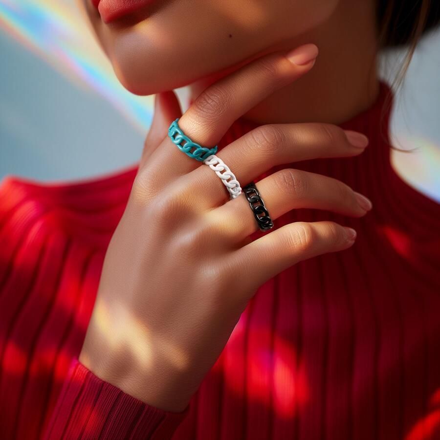 Firetti Ring Sieraad cadeau roestvrij staal ring sring herenring schakelketting kleur - Foto 2