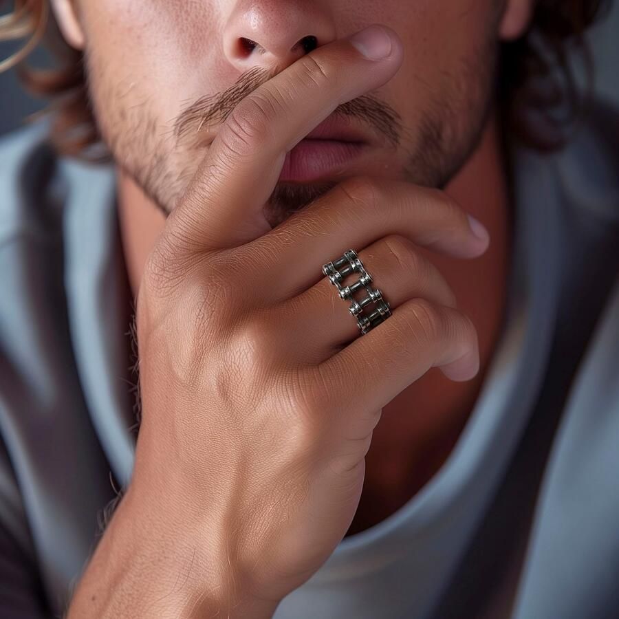 Firetti Ring Sieraden cadeau roestvrijstalen ring fiets ketting-optiek - Foto 3