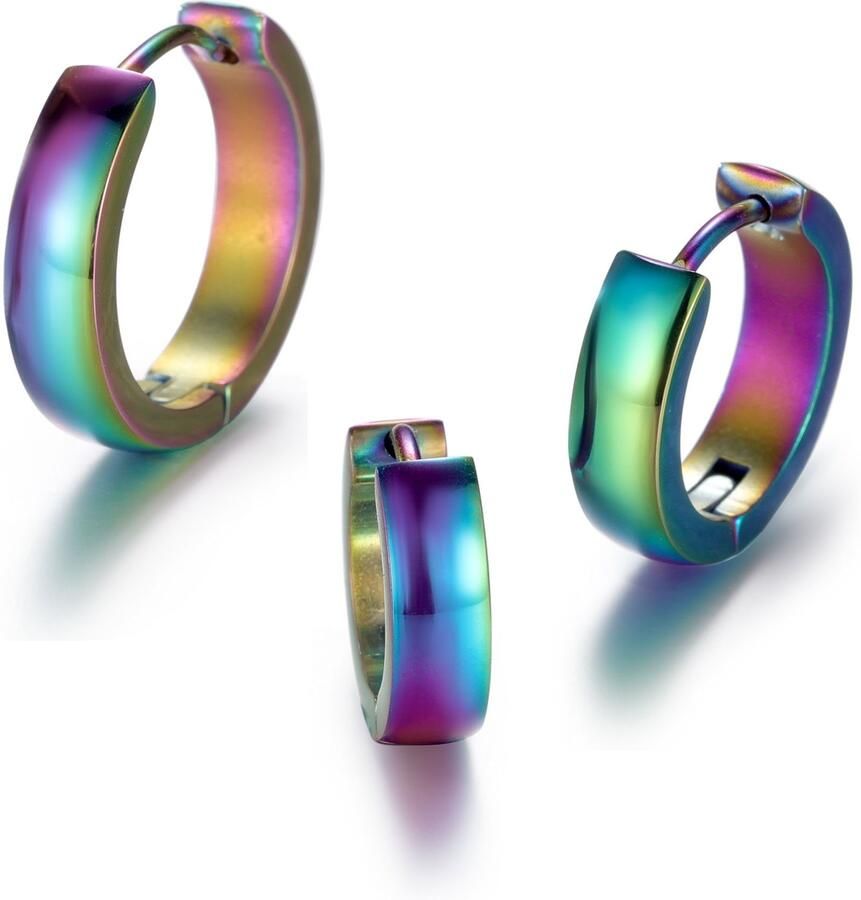 Firetti Set oorringen Multipack sieraad cadeau oorbellen creolen set regenboog (set 3-delig)