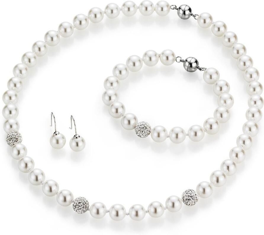 Firetti Sieradenset Multipack sieraad cadeau parelketting parelarmband pareloorhaken (set 4-delig)