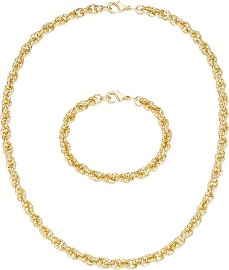 Firetti Sieradenset Multipack sieraden cadeau halsketting armband Drievoudige erbs-kettengliederung ca. 6 8 mm breed (set 2-delig)