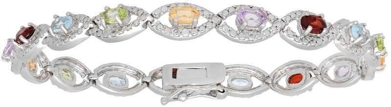 Firetti Zilveren armband Sieraad cadeau armbanden armketting kleurstenen edelstenen mix met blauwe topaas peridoot citrien amethist granaat diamant - Foto 2