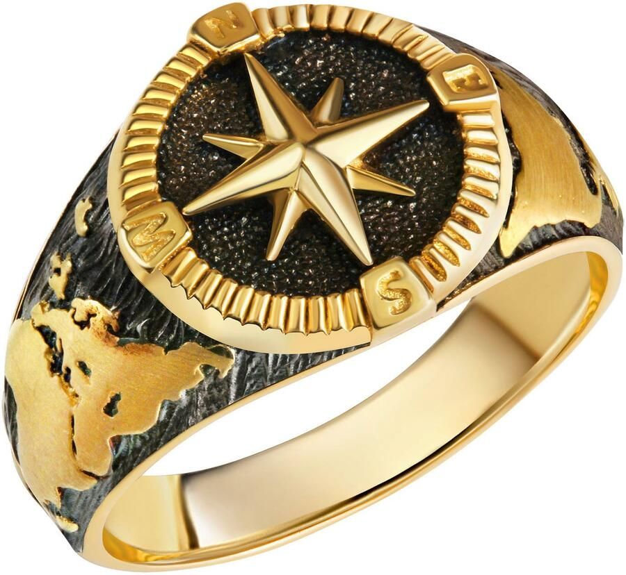 Firetti Zilveren ring Sieraad cadeau zilver 925 vinger ring windroos wereld - Foto 3