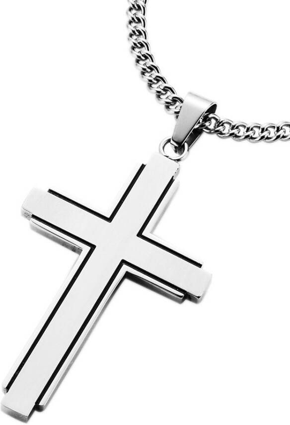 Firetti Ketting met hanger Sieraad cadeau kruis gedeeltelijk zwart