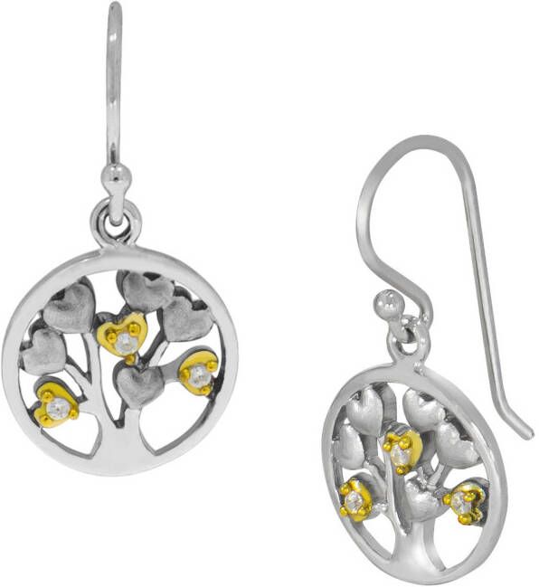 Firetti Paar oorhangers Sieraad cadeau zilver 925 oorbellen oorhaken hart levensboom