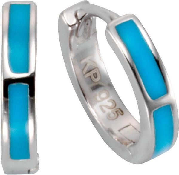 Firetti Oorringen Sieraad cadeau zilverkleur 925 klapcreolen zilver-blauw