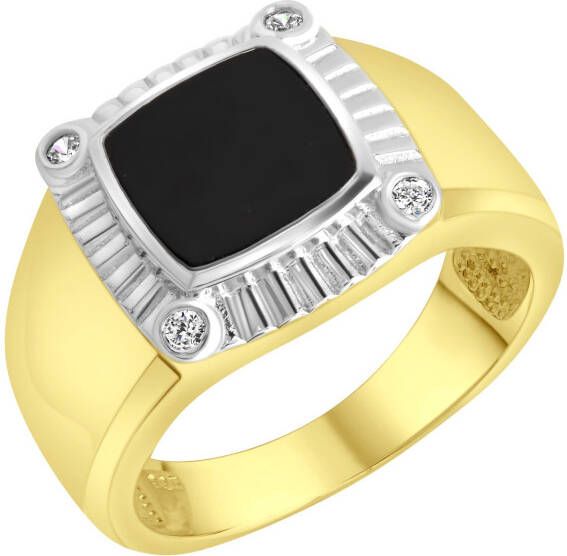 Firetti Ring Sieraden cadeau zegelring look zwart glinsterend