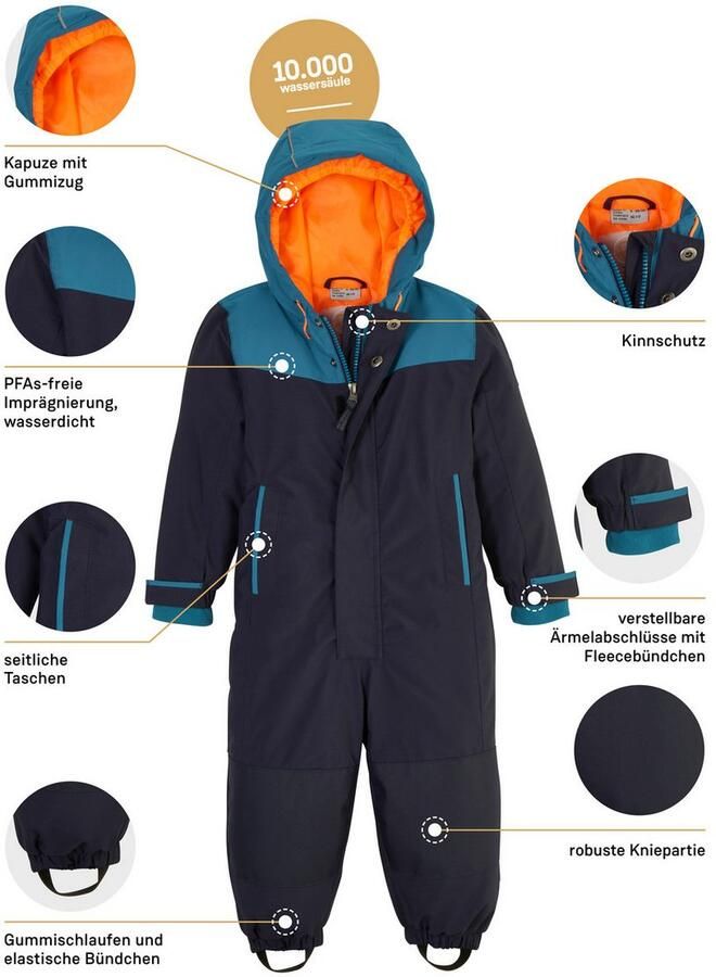 First instinct by killtec Jumpsuit FIOW 11 MNS ONPC Waterdichte overall met 10.000 mm waterkolom en reflexdetails