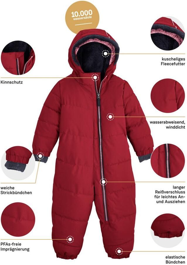 First instinct by killtec Jumpsuit FIOW 20 MNS QLTD ONPC Doorgestikte overall met capuchon 10.000 mm waterkolom teddybont binnen